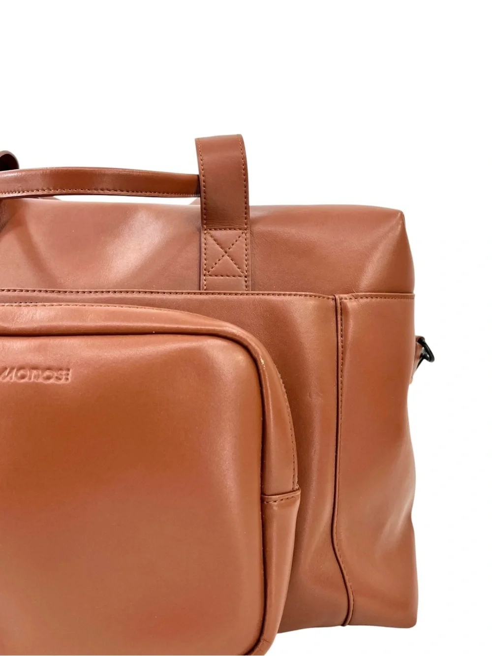 MONOS Metro Duffle - Brown Faux Leather Shoulder Strap Unisex Duffel Travel Bag